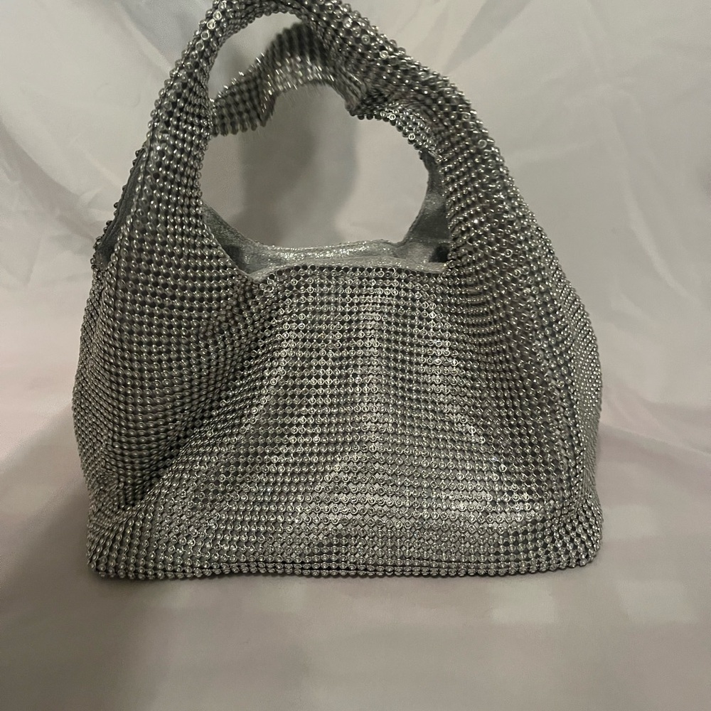 INC International Concepts mesh embellished crystal mini hobo bag